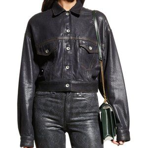 RAG & BONE Crop Denim Trucker Relaxed Fit Jacket